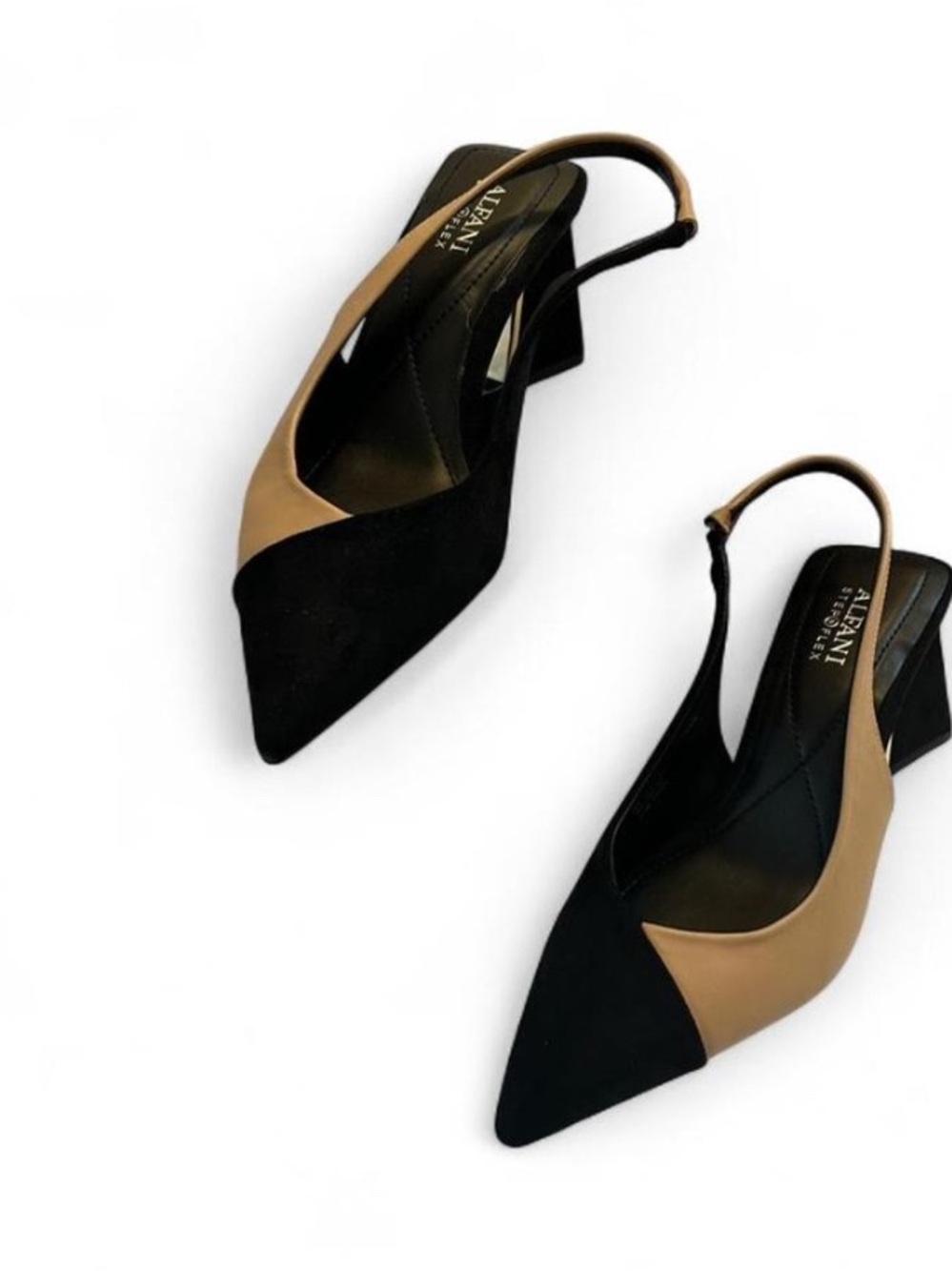 Alfani Black and Tan Two-Tone Pointed Slingback Pumps - Picture 5 of 7